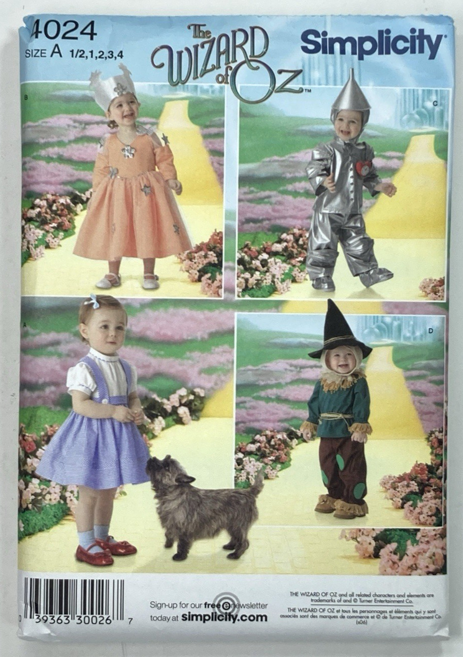 Simplicity 4024 UNCUT Wizard of Oz Costume Pattern Toddler 1/2-4 Dorothy Glinda